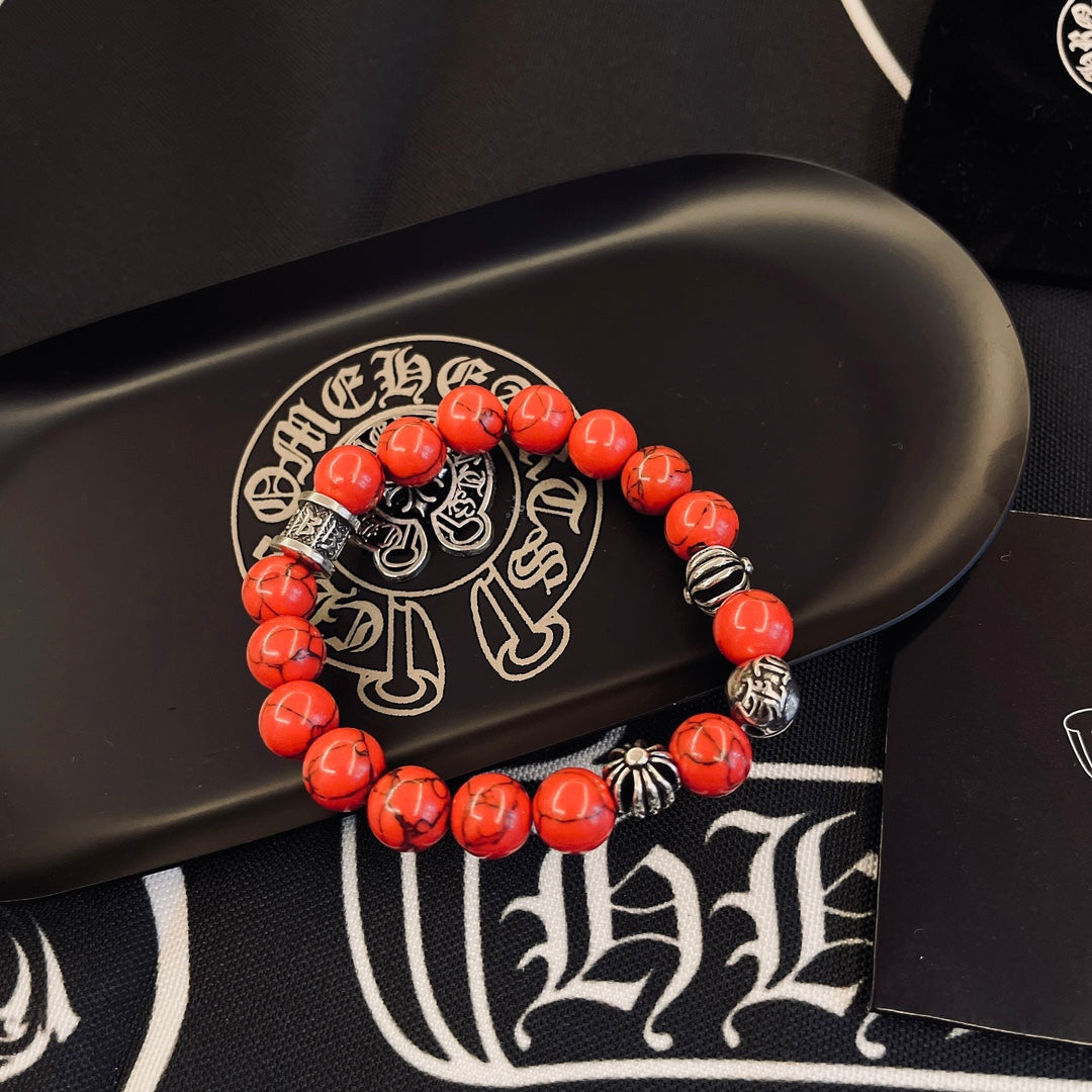 Martin Graham beaded bracelet in polished metal-tone – front product view