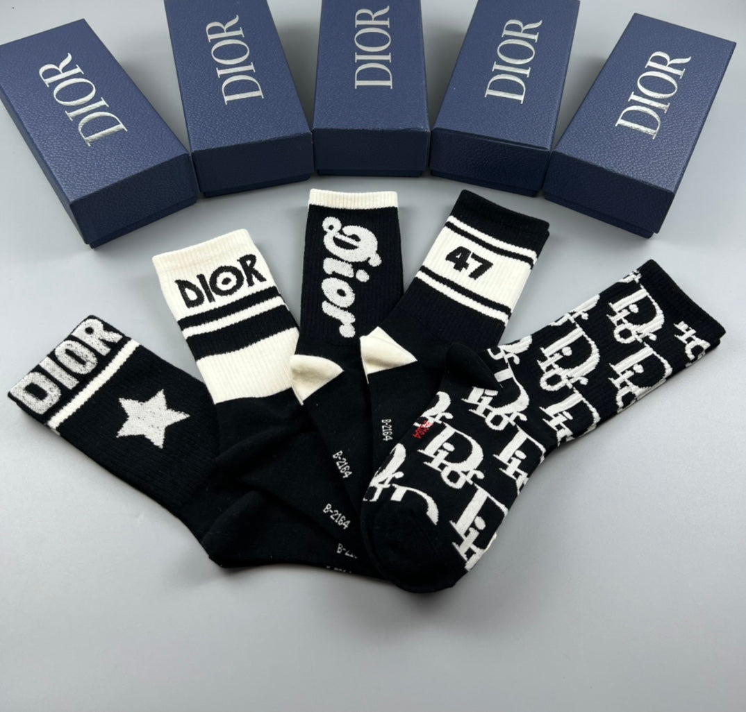 Dior Graphic Mix Crew Socks - 5-Pair Box
