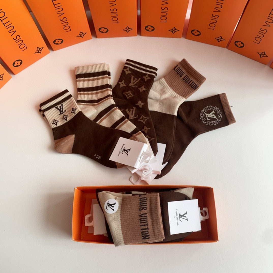 Unbranded Monogram Ankle Socks - 5-Pair Box