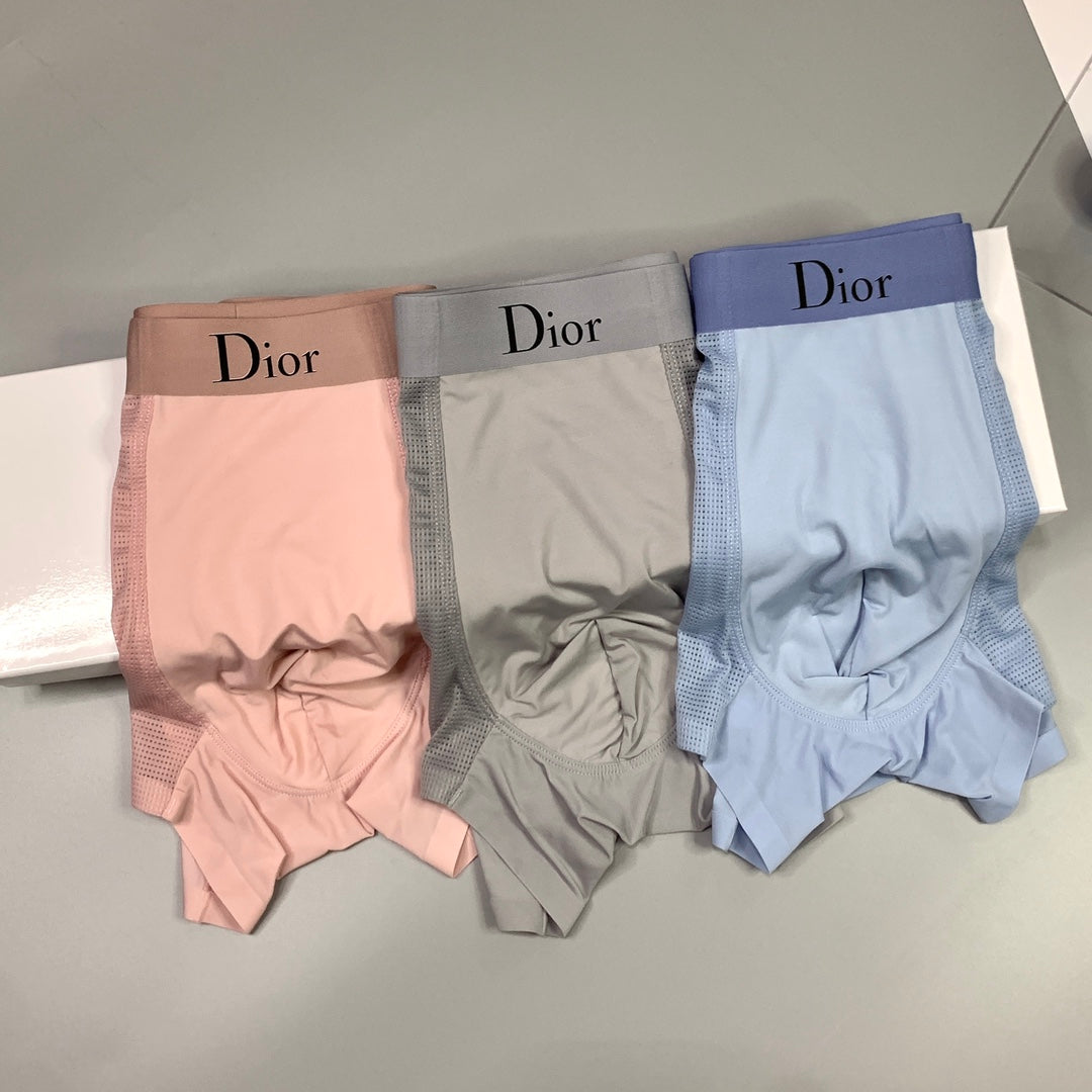 Dior Contrast Logo Waistbands Men's Boxer Briefs - 3-Piece Box