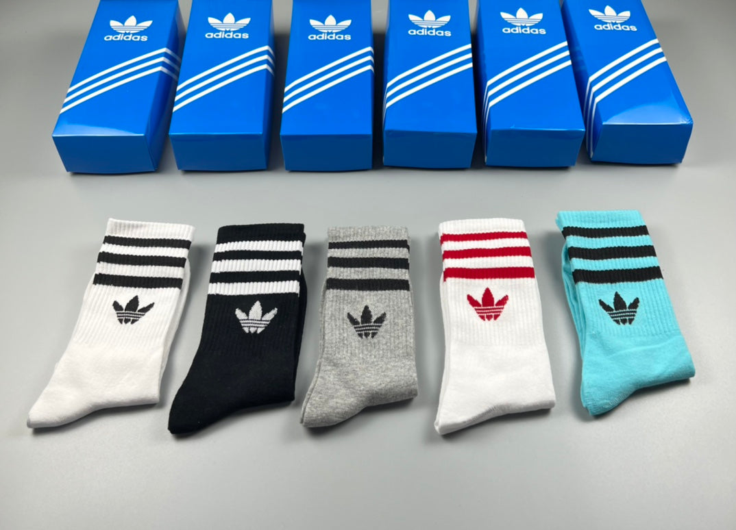 Adidas Mixed Stripe Crew Socks - 5-Pair Box
