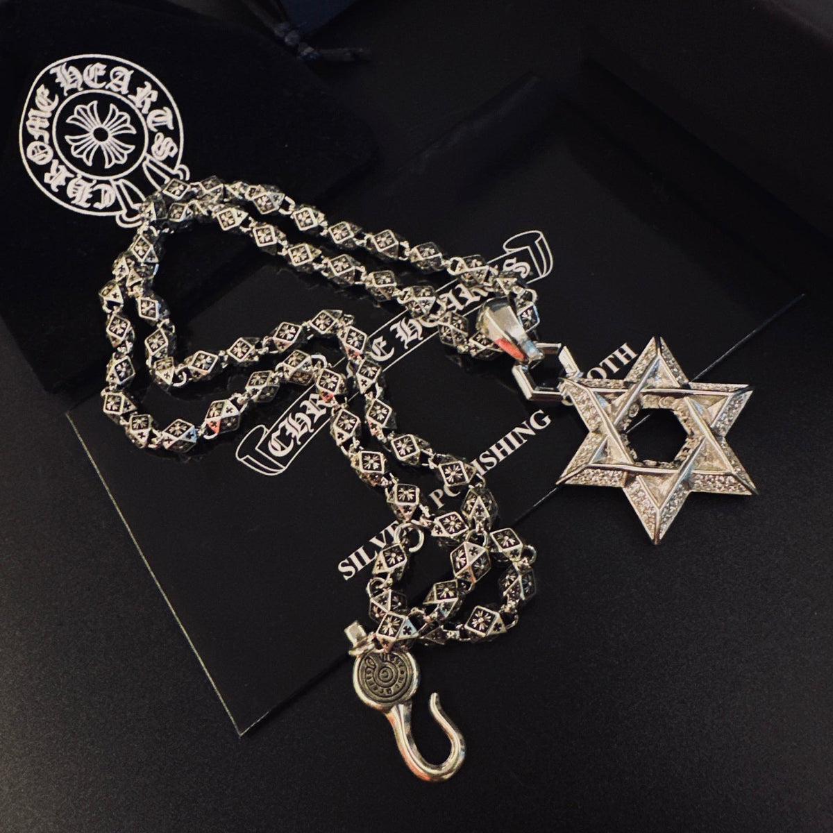 Martin Graham pendant necklace in polished metal-tone – front product view