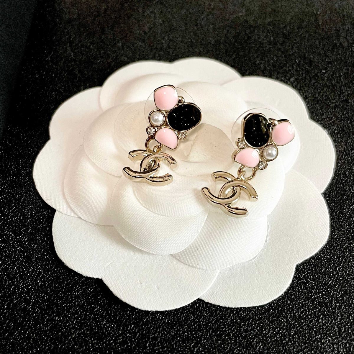 Martin Graham stud earrings in polished metal-tone – front product view