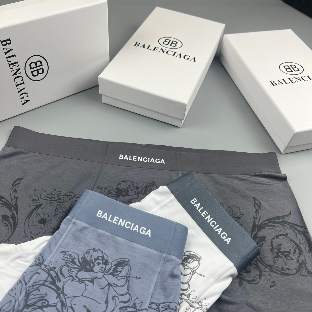 Balenciaga Illustrated Front Graphics Men's Boxer Briefs - 3-Piece Box