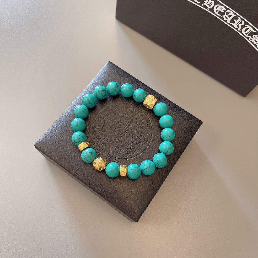 Martin Graham beaded bracelet in polished metal-tone – front product view
