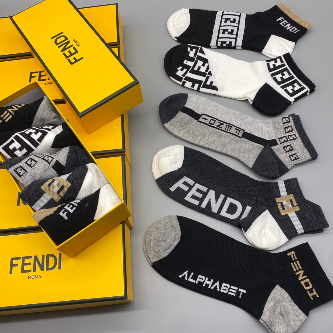 Fendi Logo Ankle Socks - 5-Pair Box