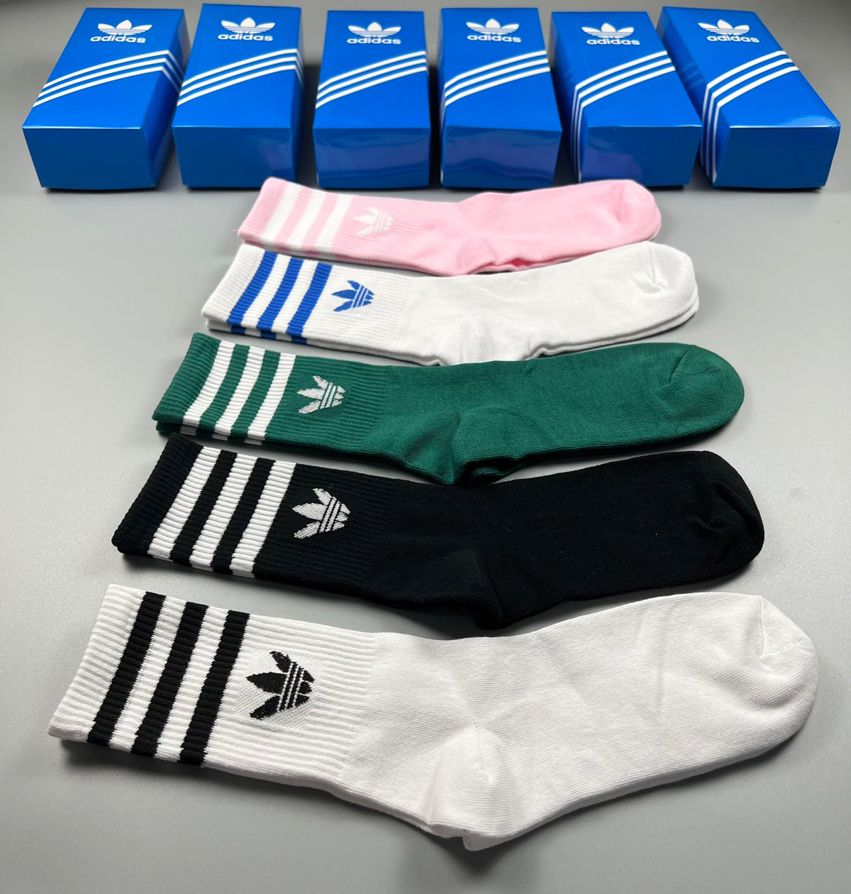 Adidas Three-Stripe Crew Socks - 5-Pair Box