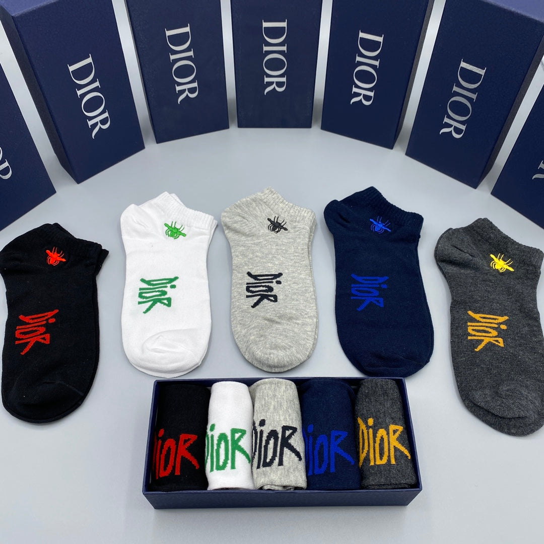 Dior Graphic Ankle Socks - 5-Pair Box
