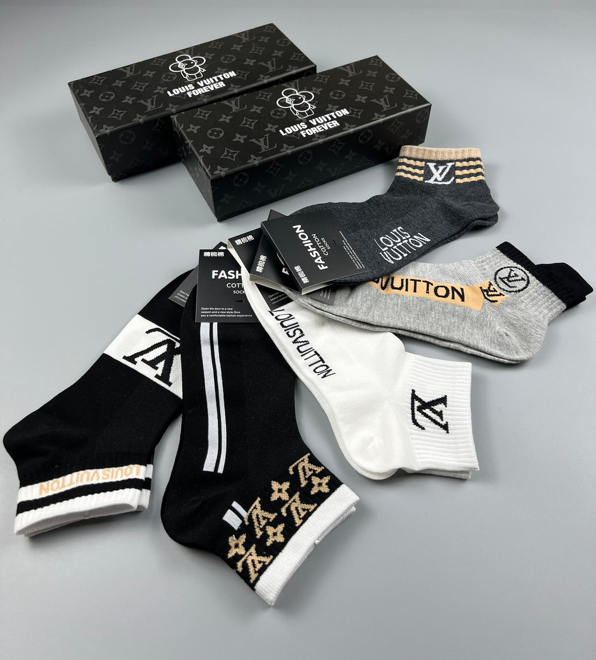 Louis Vuitton Star And Initial Ankle Socks - 5-Pair Set