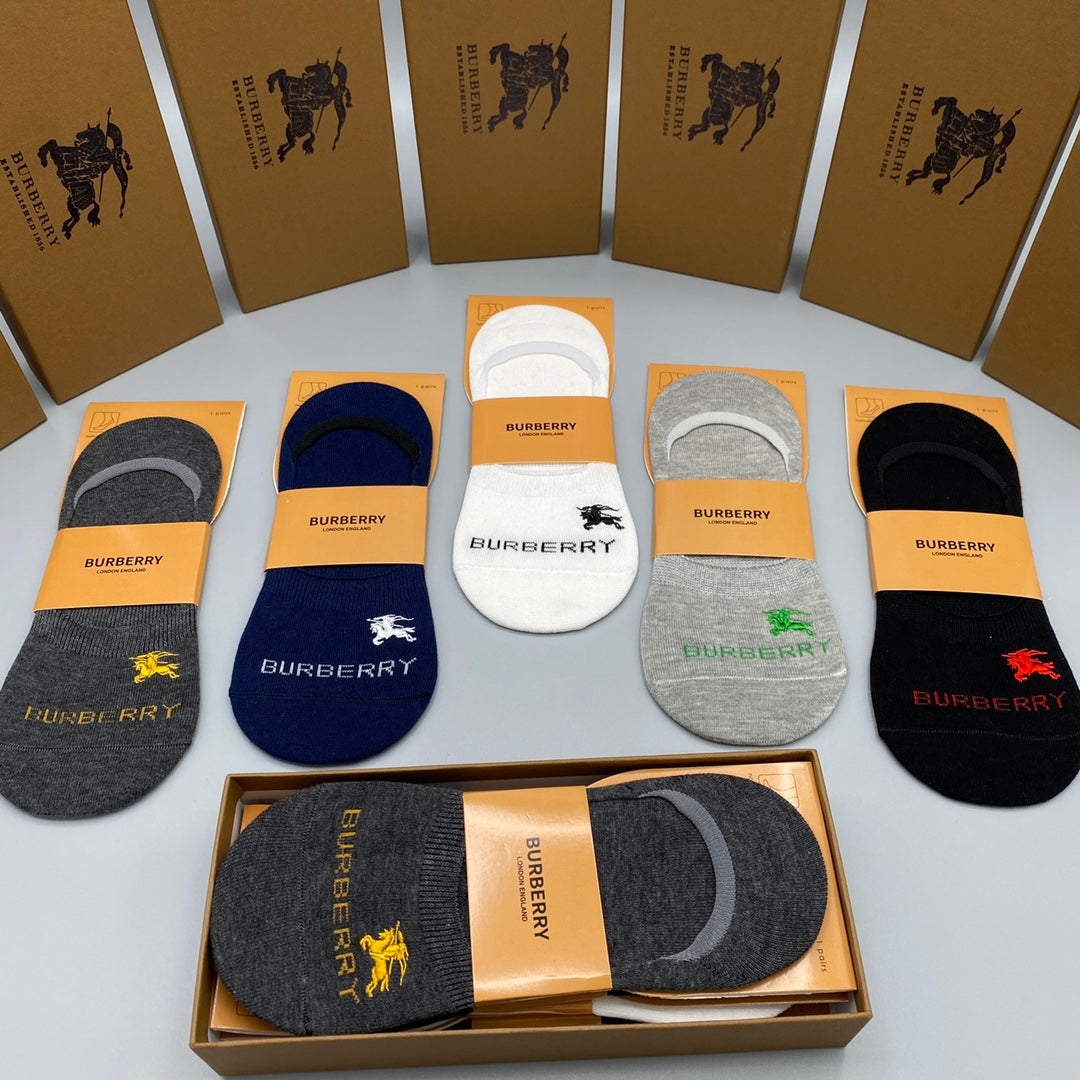 Burberry Shield Crest No-Show Socks - Box of 5 Pairs