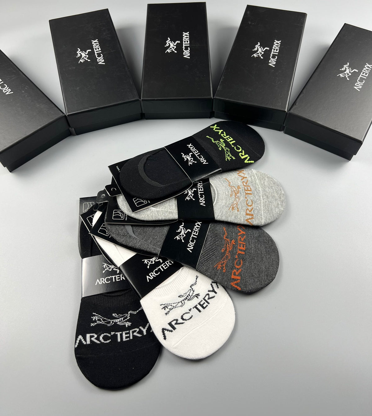 Arc'teryx Cotton Contrast Wordmarks And Outdoor-Inspired Graphics No-Show Socks - 5-Pair Set