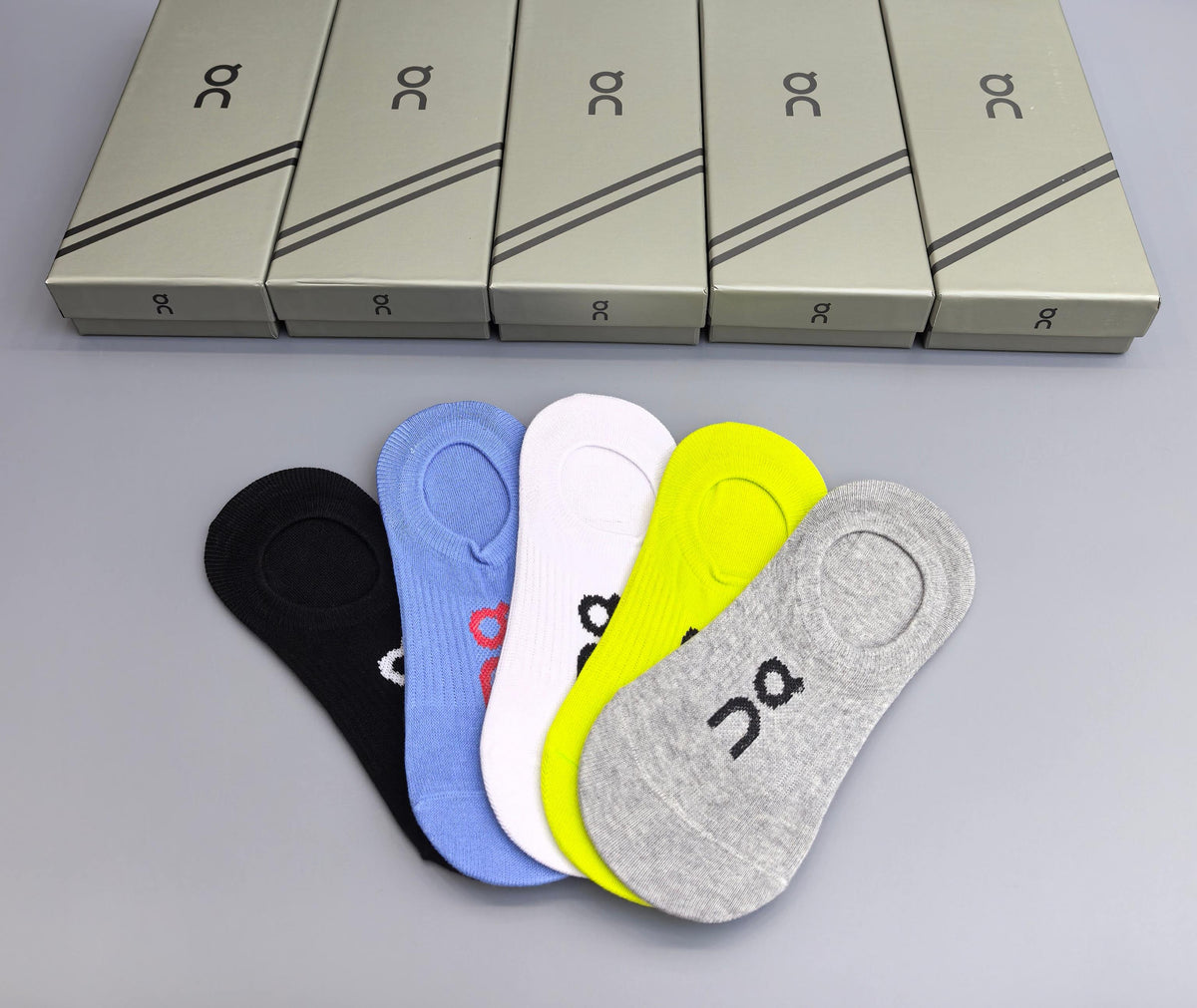 On Cotton Visible Logo, Stripe Or Motif Details Crew Socks - 5-Pair Set
