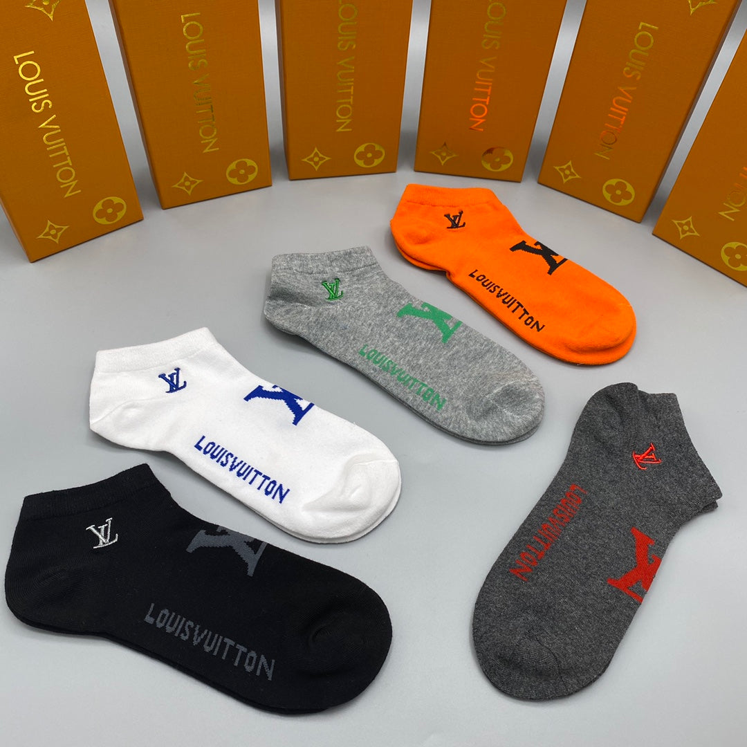Louis Vuitton Logo No-Show Ankle Socks - 5-Pair Box