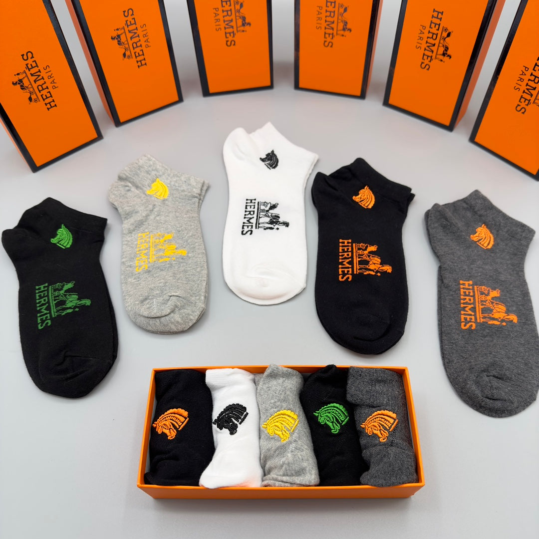 Hermes Short Socks - 5-Pair Set