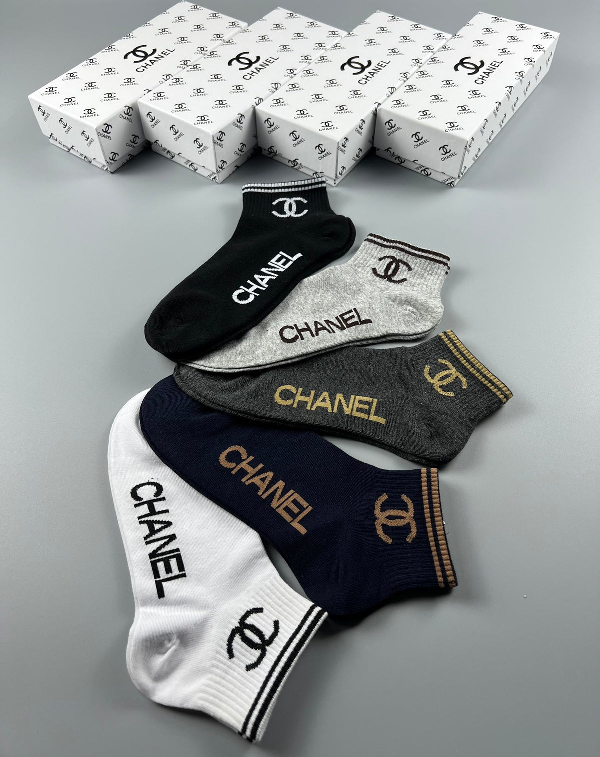 Chanel Emblem And Wordmark No-Show Socks - 5-Pair Set