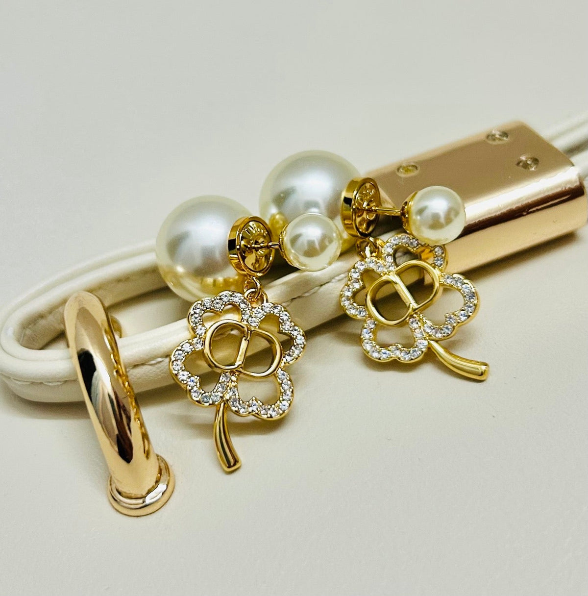 Martin Graham earrings in polished metal-tone – front view