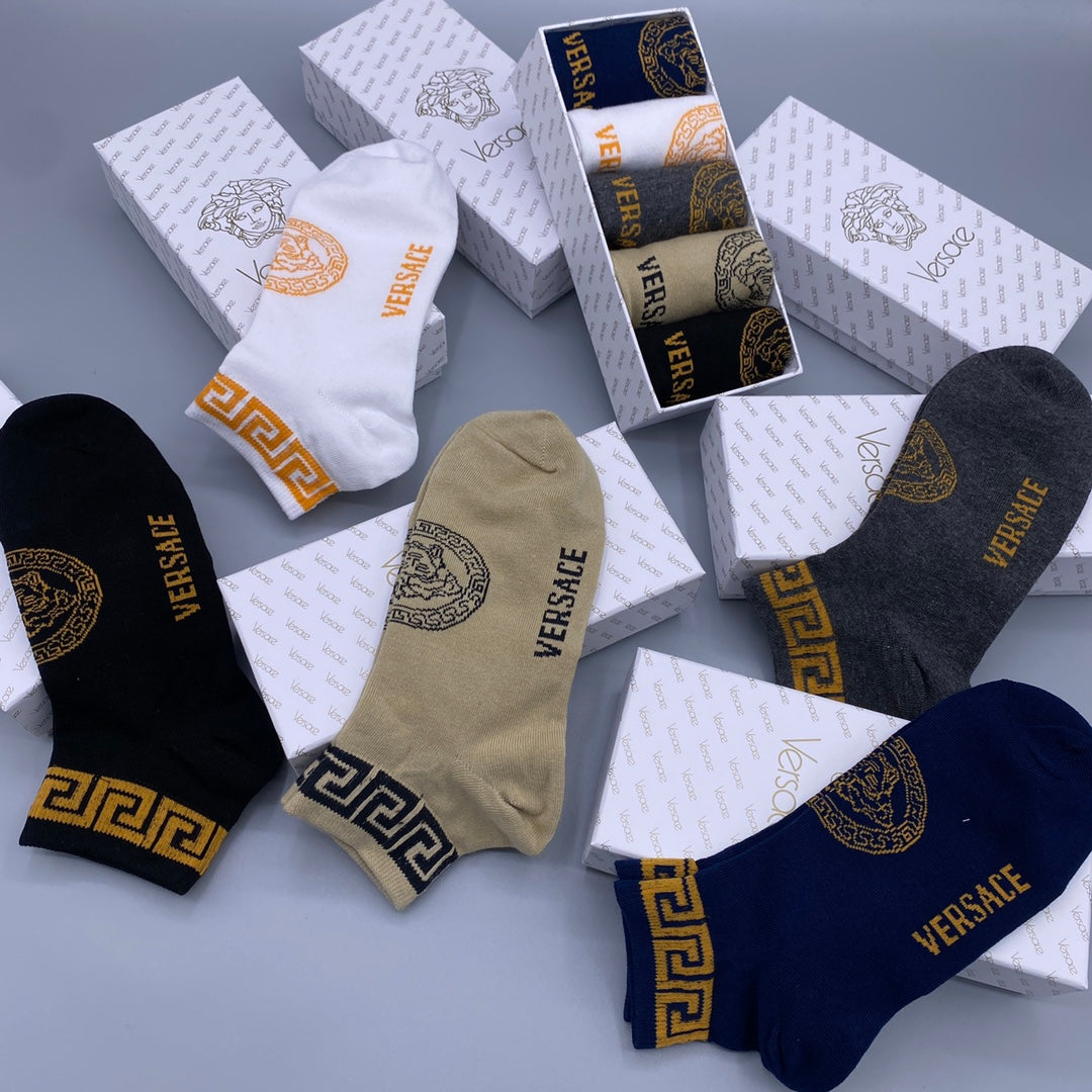 Versace Greek-Key No-Show Socks