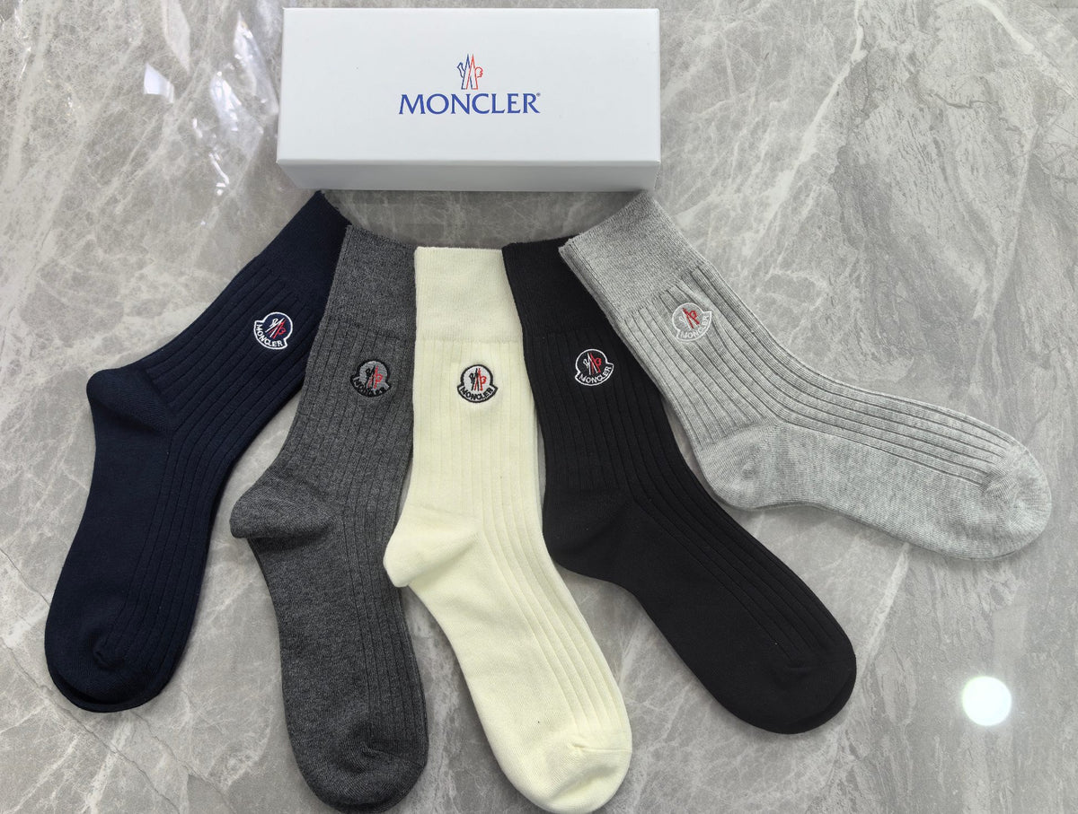 Moncler Small Round Emblems Crew Socks - 5-Pair Set