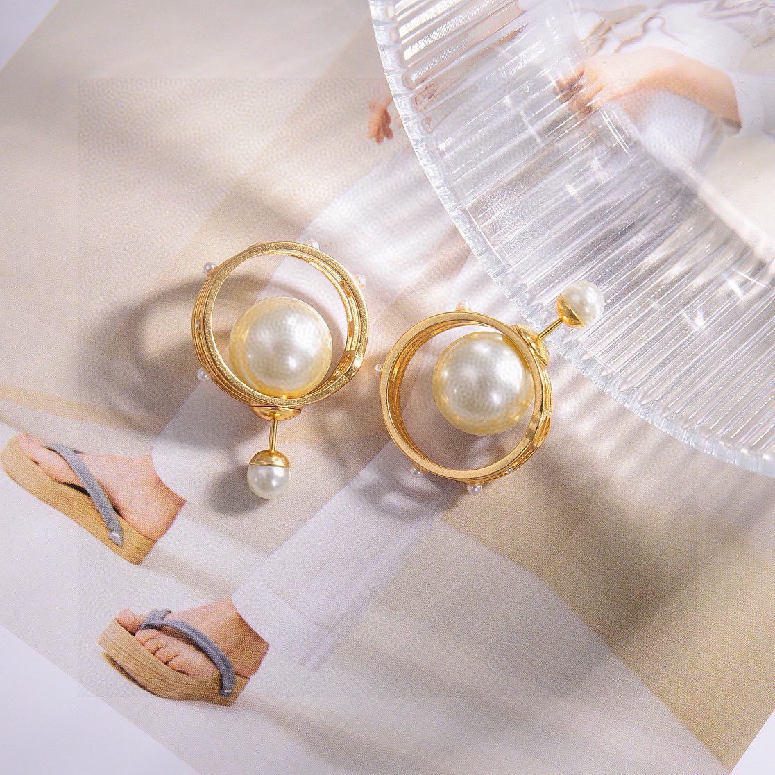 Martin Graham earrings in polished metal-tone – front view