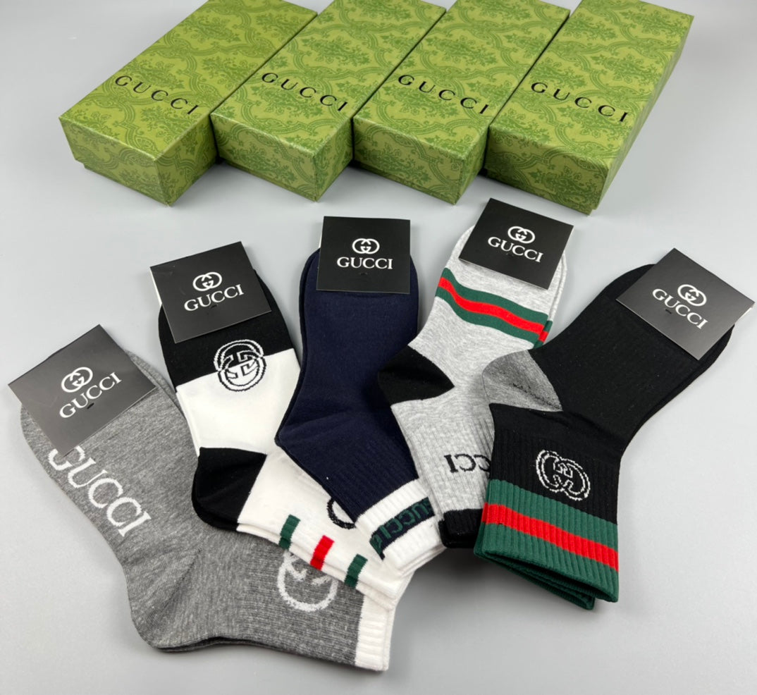 Gucci Red-And-Green Stripe Crew Socks - 5-Pair Set