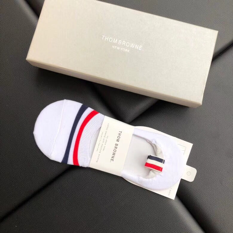 Thom Browne Cotton Visible Logo, Stripe Or Motif Details Crew Socks - 5-Pair Set