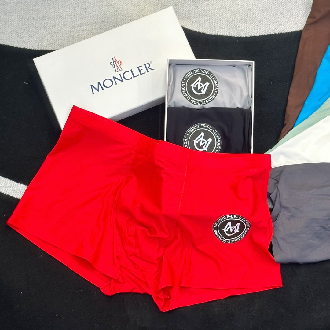 Moncler Goat-milk silk Circular Patch Men's Boxer Briefs - 3-Piece Box