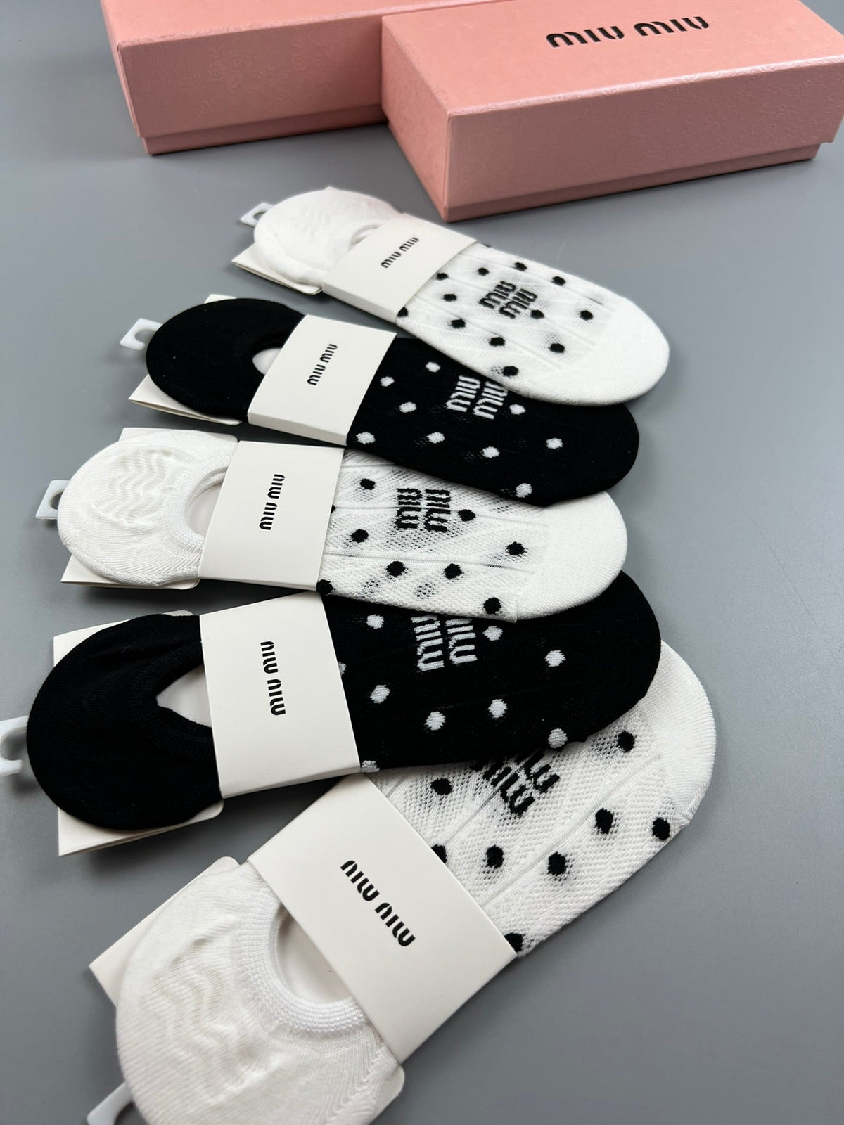 Miu Miu Combed cotton Visible Logo, Stripe Or Motif Details Crew Socks