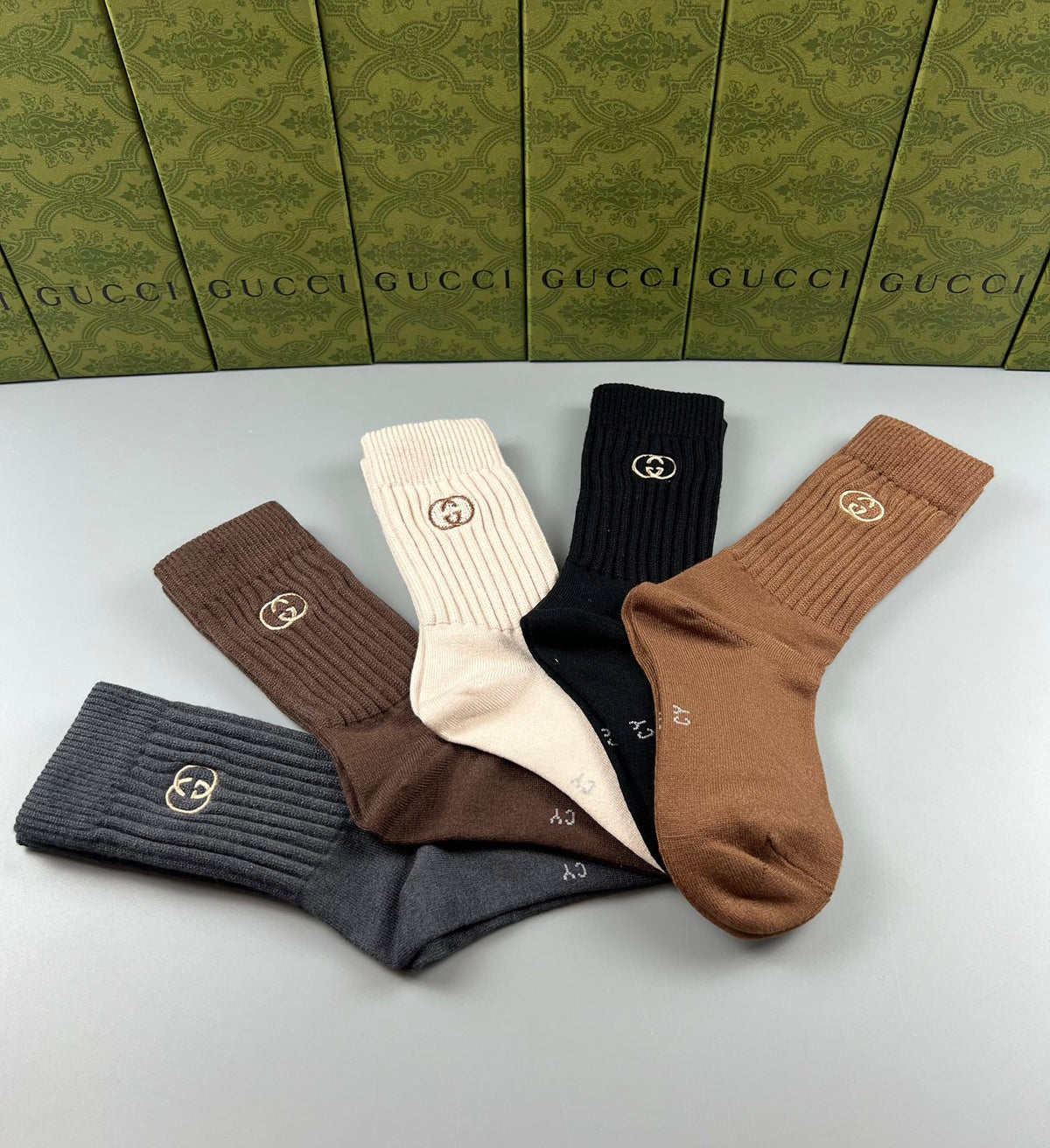 Gucci Ribbed Motif Crew Socks - Assorted Set