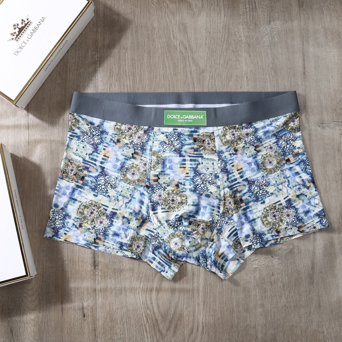 Dolce & Gabbana Ornate Print Men's Trunk Underwear - 3-Piece Box