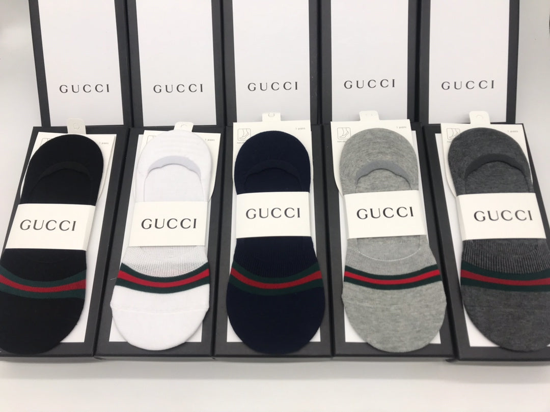 Gucci Cotton Visible Logo, Stripe Or Motif Details Crew Socks - 5-Pair Set