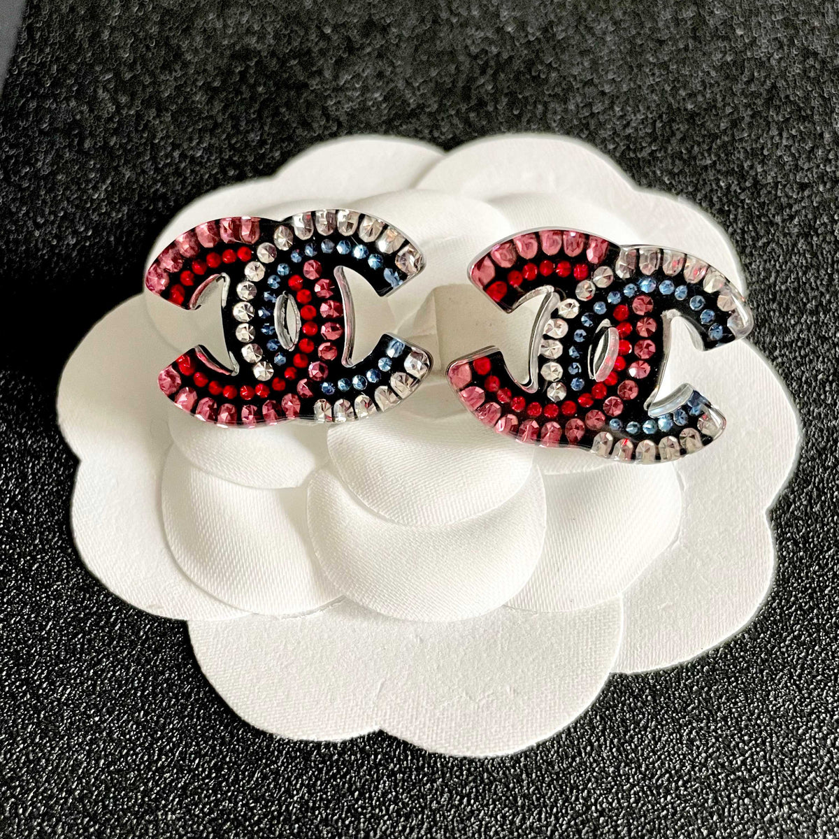 Martin Graham stud earrings in polished metal-tone – front product view