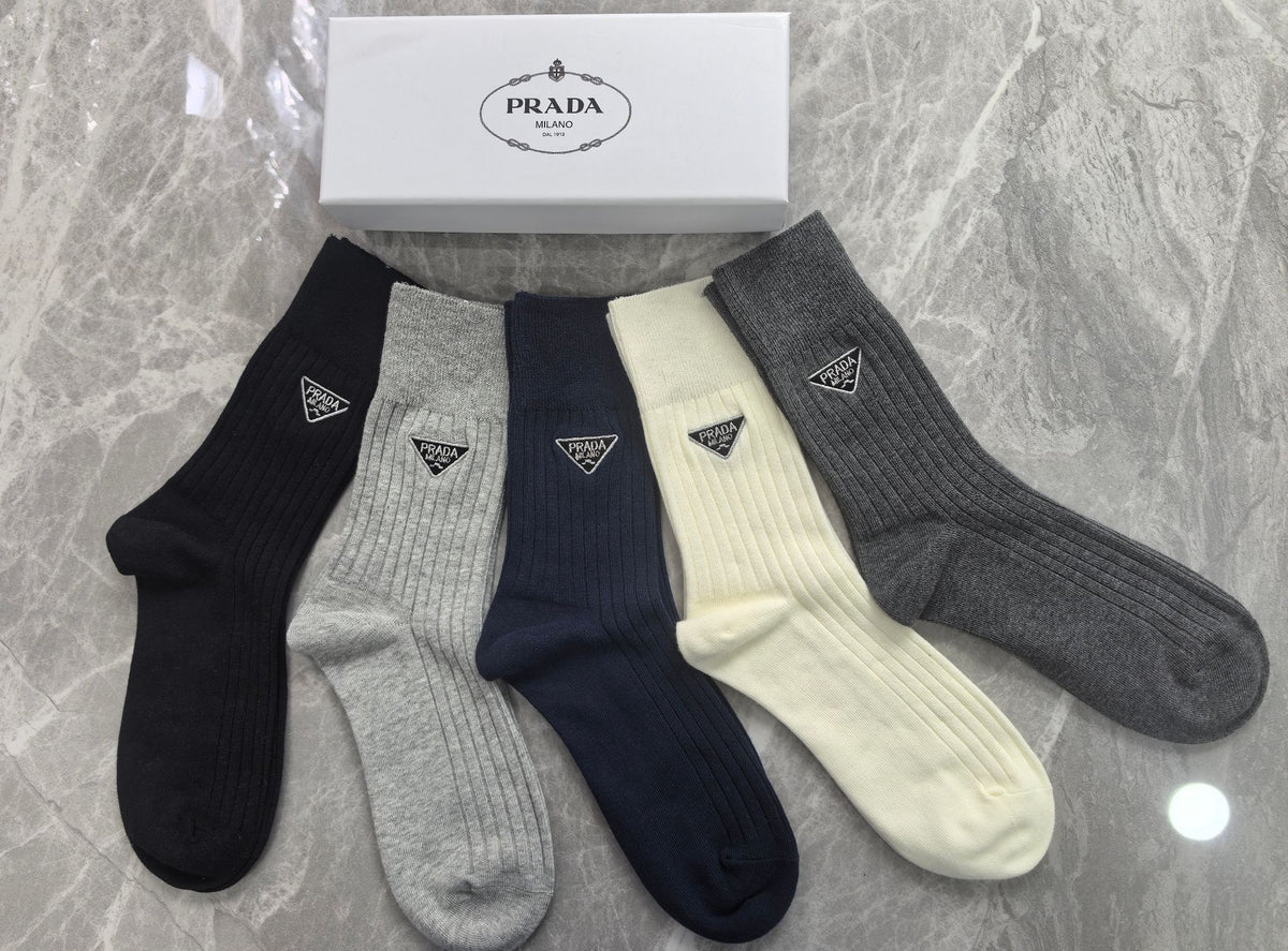 Prada Triangular Emblem Crew Socks - 5-Pair Set