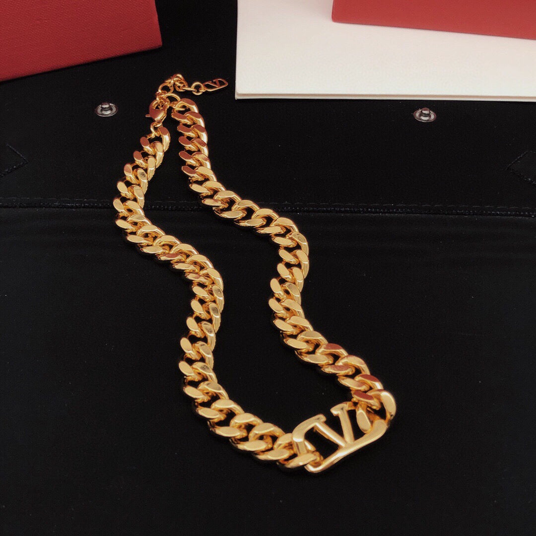Martin Graham pendant necklace in polished metal-tone – front view