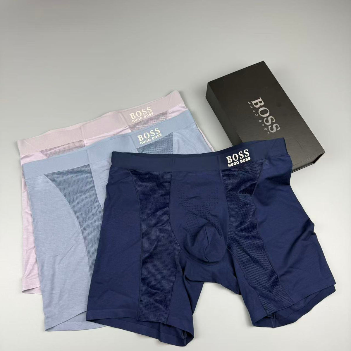 Boss Longline Perforated Men's Boxer Briefs - 3-Piece Box