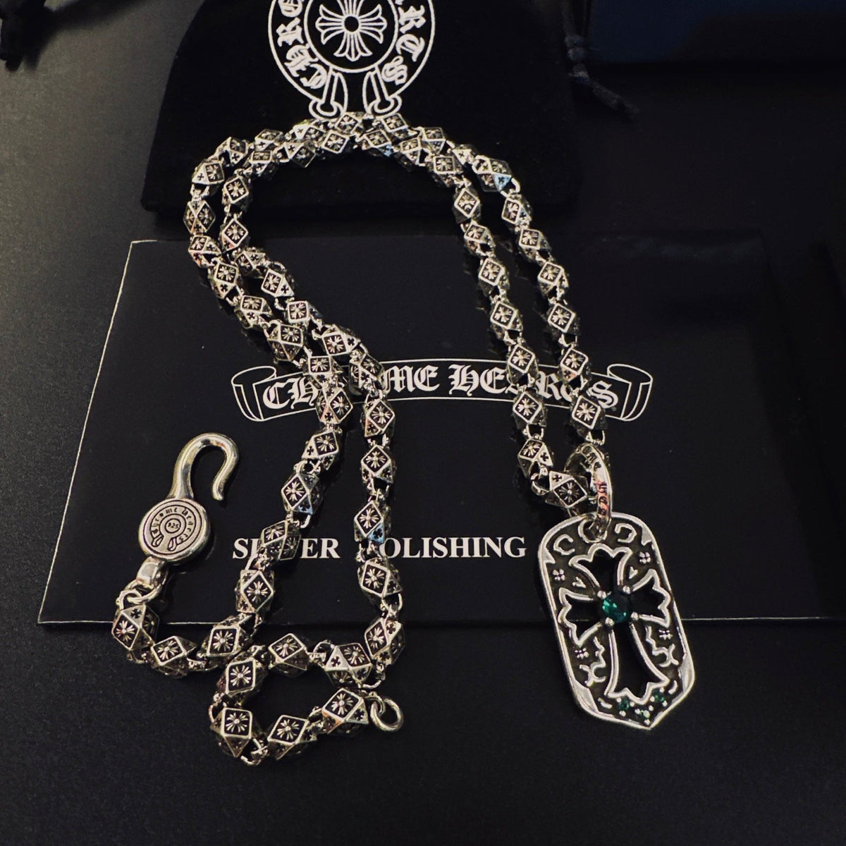 Martin Graham pendant necklace in polished metal-tone – front product view