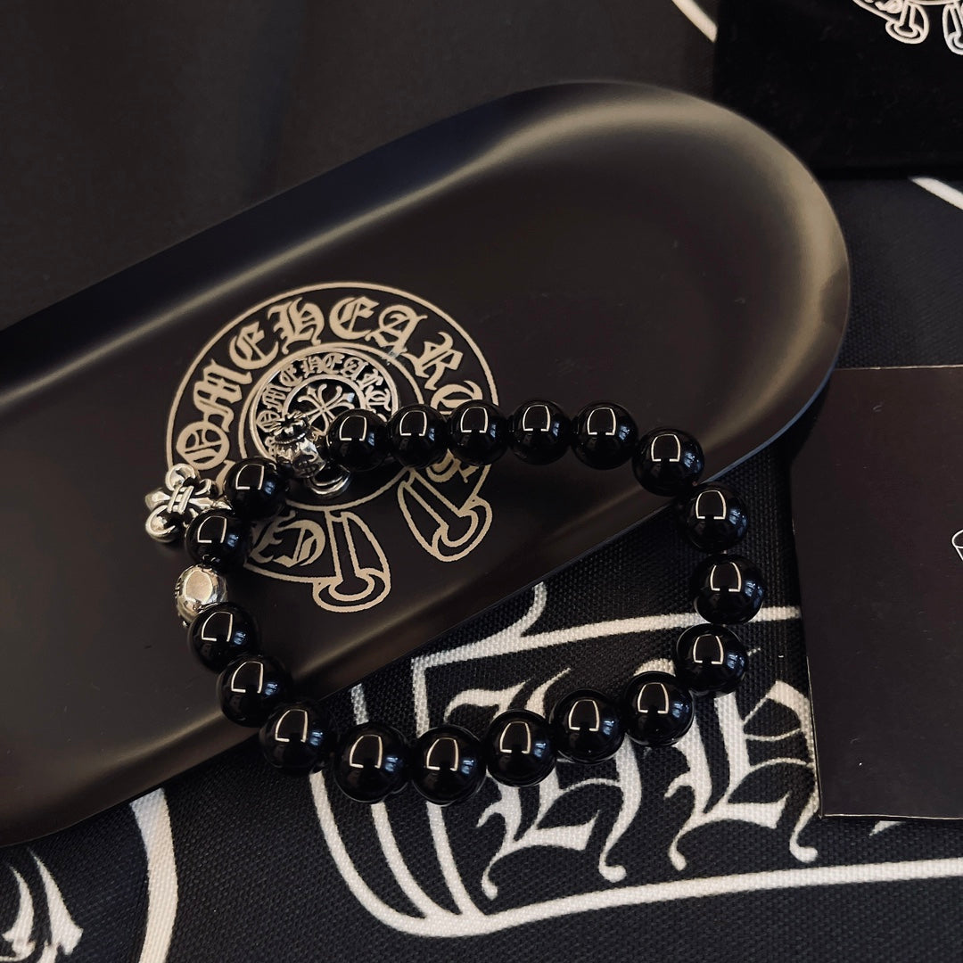 Martin Graham beaded bracelet in polished metal-tone – front product view