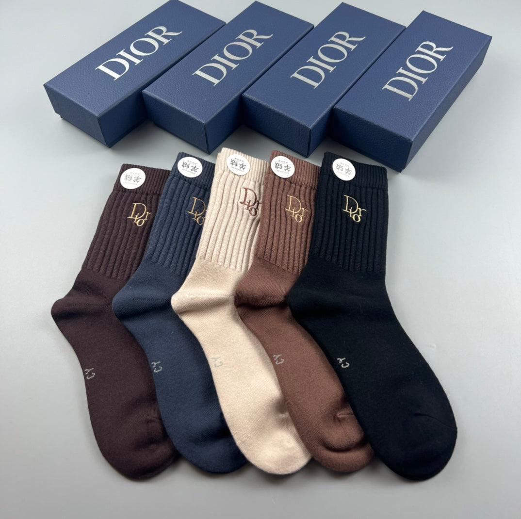 Dior Small Emblem Crew Socks - 5-Pair Set
