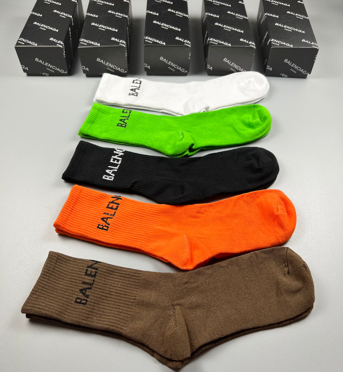 Balenciaga Contrast Wordmarks Crew Socks - 5-Pair Set