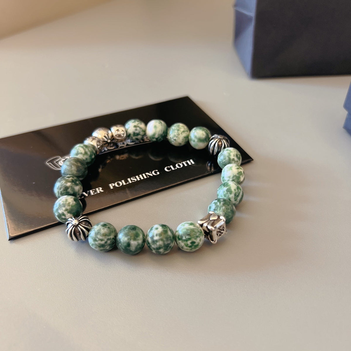 Martin Graham beaded bracelet in polished metal-tone – front product view
