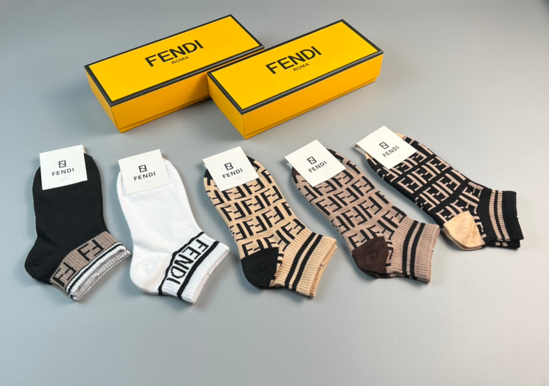 Fendi Repeating Letter Patterns Ankle Socks