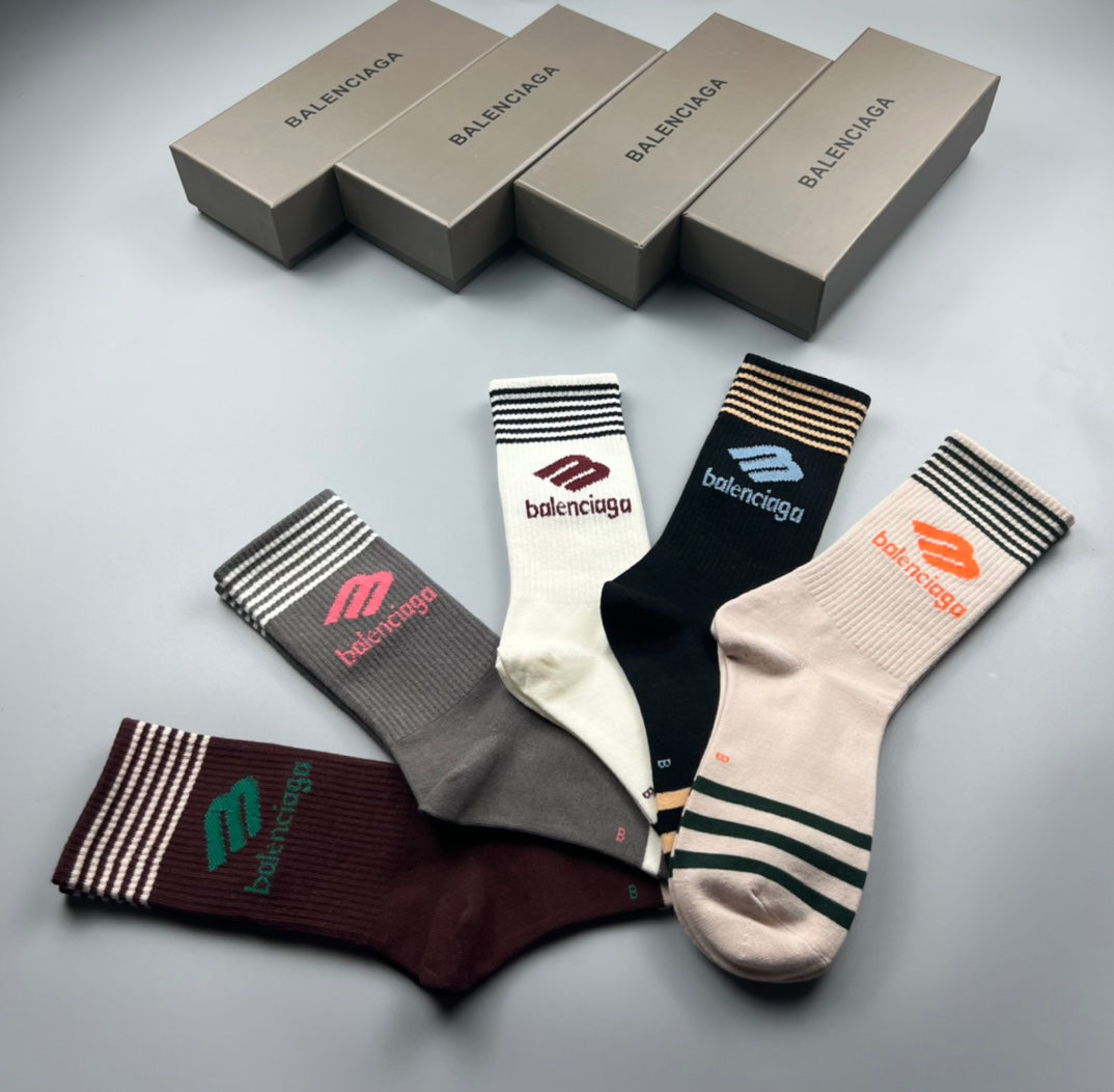 Balenciaga Striped Foot Crew Socks - Assorted Set