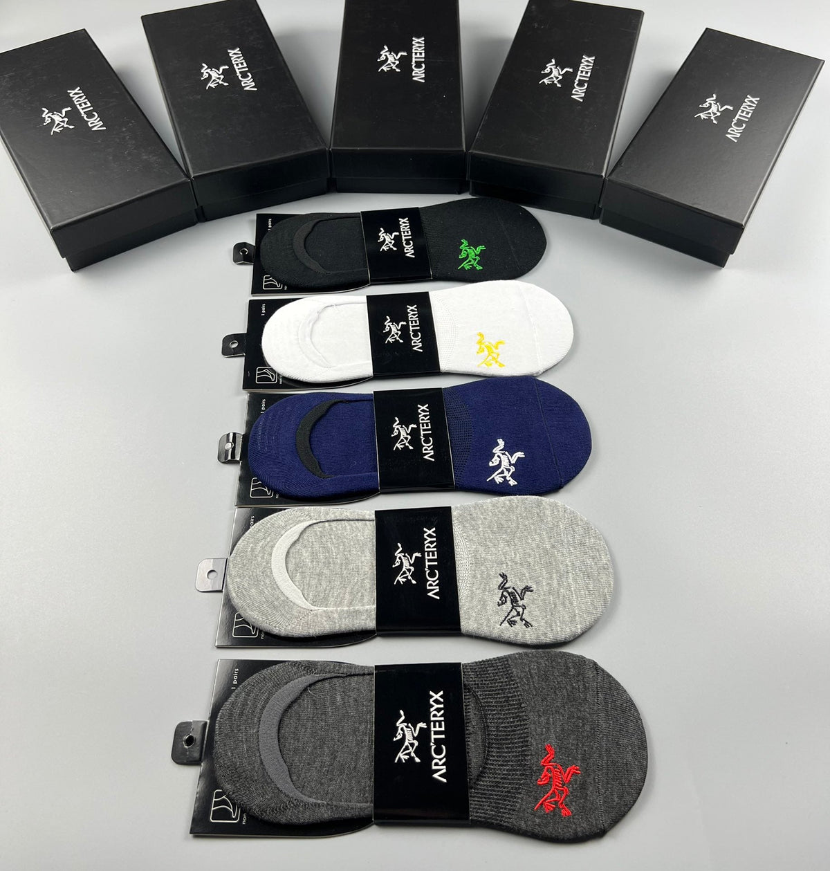 Arc'teryx Cotton Visible Logo, Stripe Or Motif Details No-Show Socks - 5-Pair Set