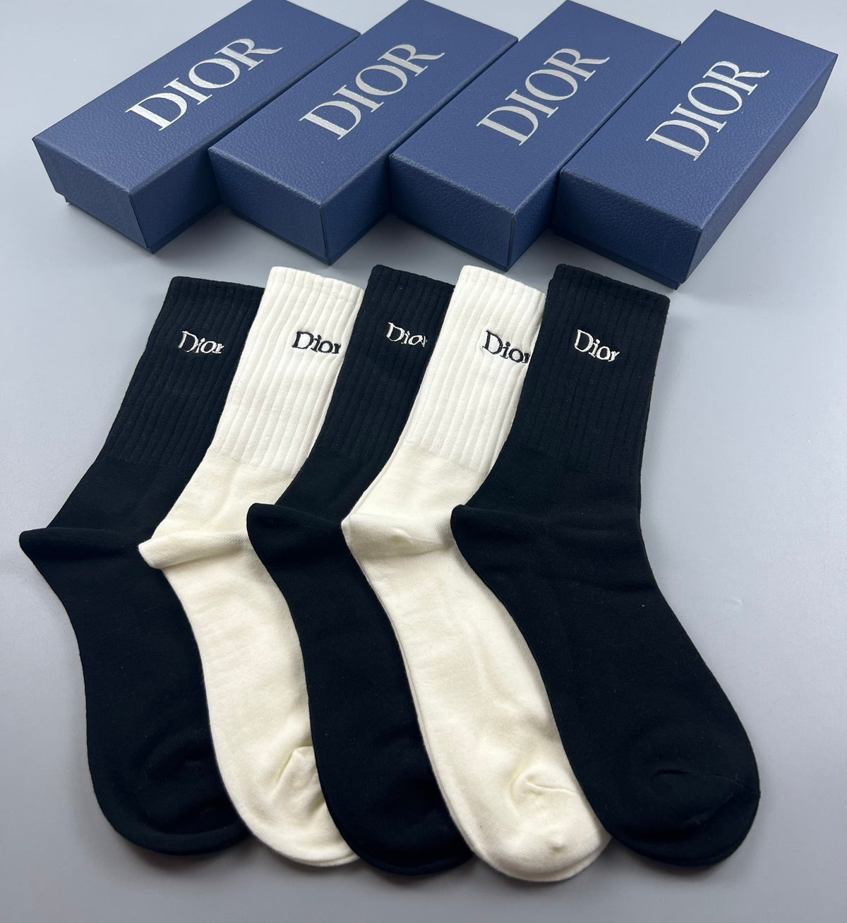 Dior Clean Wordmark Crew Socks - 5-Pair Set
