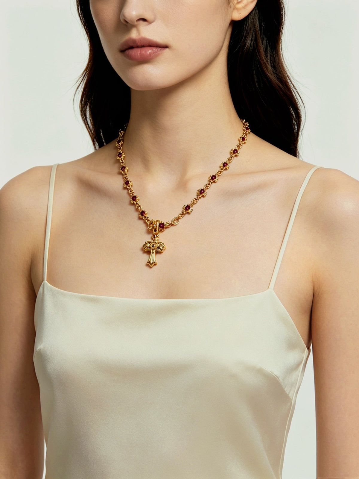 Martin Graham pendant necklace in polished metal-tone – front product view