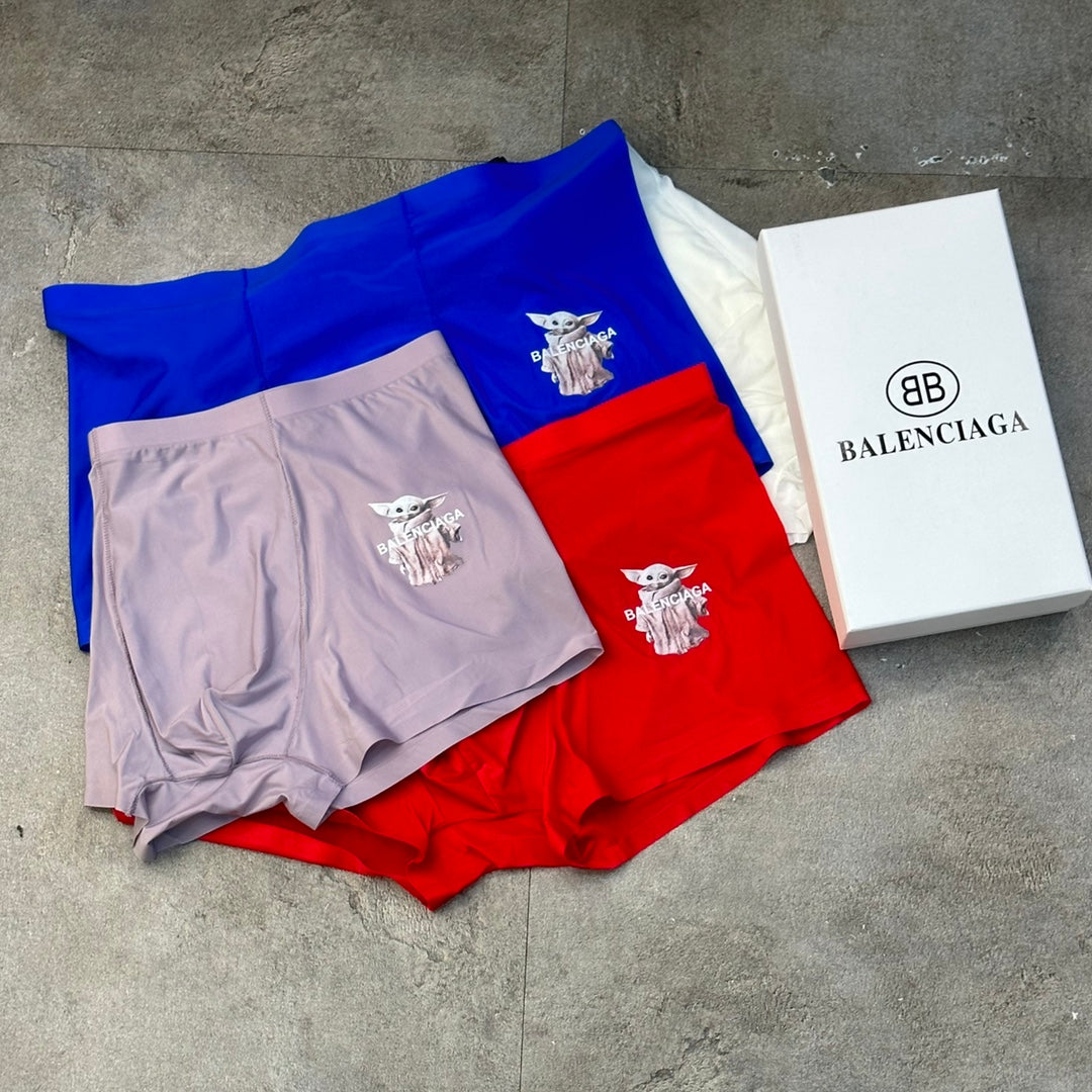 Balenciaga Illustrated Front Graphics Men's Boxer Briefs - 3-Piece Box