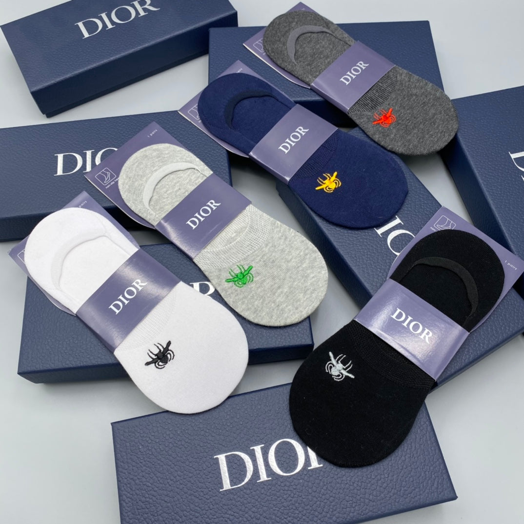 Dior Embroidered Bee No-Show Socks - Box of 5 Pairs