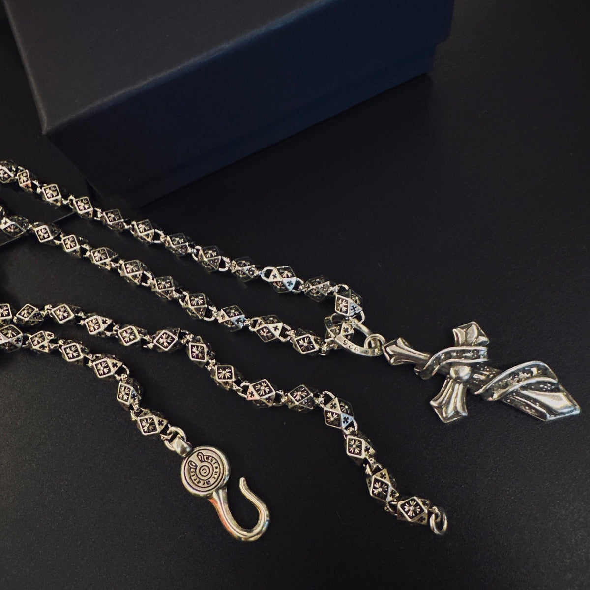 Martin Graham pendant necklace in polished metal-tone – front product view