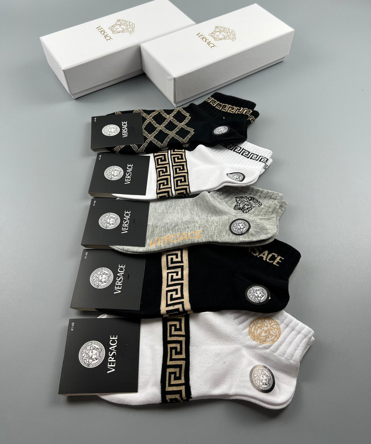 Versace Graphic Crew Socks - 5-Pair Box