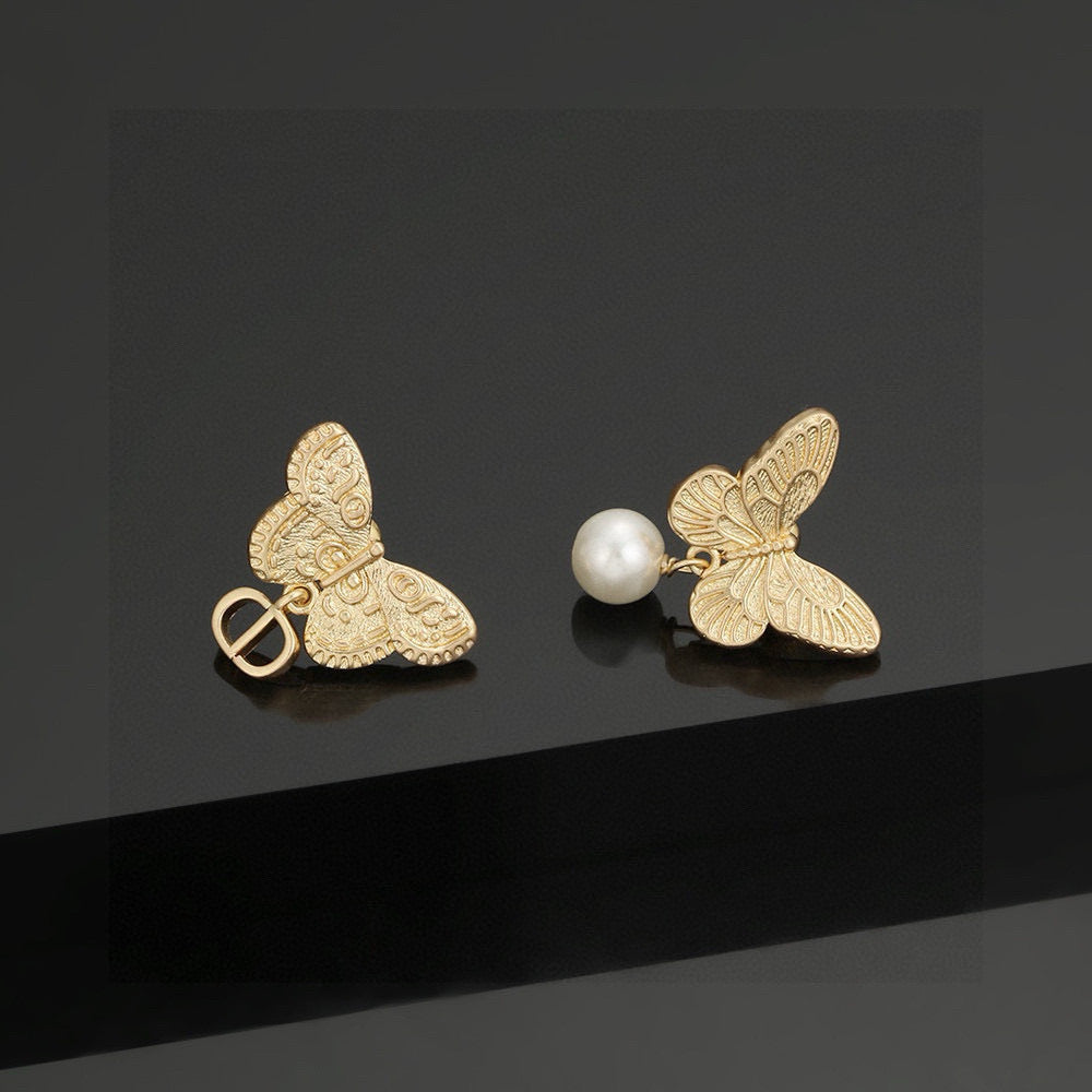 Martin Graham stud earrings in polished metal-tone – front view
