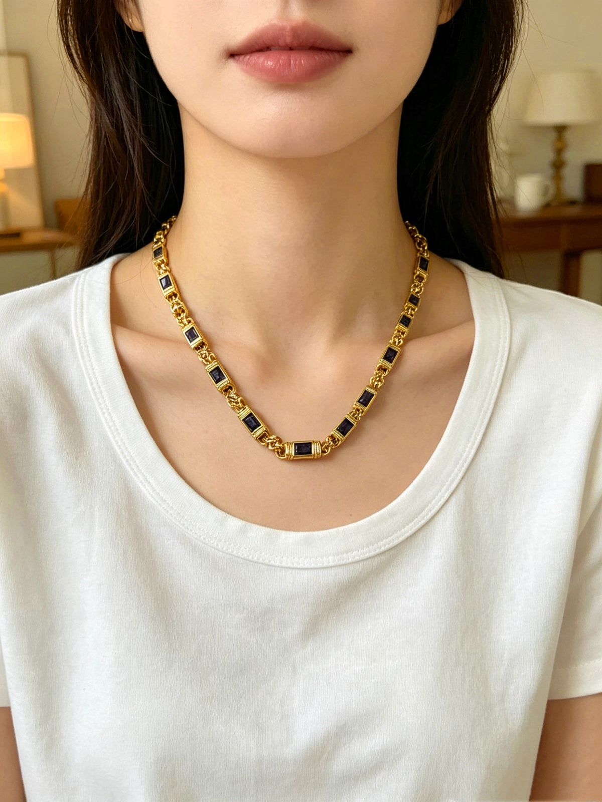 Martin Graham pendant necklace in polished metal-tone – front product view